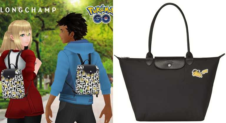  台北101獨賣的Longchamp x Pokémon聯名系列Le Pliage尼龍肩揹包，建議售價NT5,800。（圖／Longchamp） 