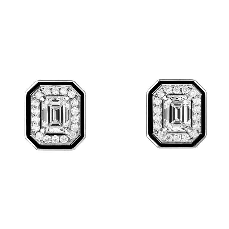 BOUCHERON「LISERÉ」系列珠寶，白金鑲鑽耳環╱371,000元。（圖╱BOUCHERON提供）