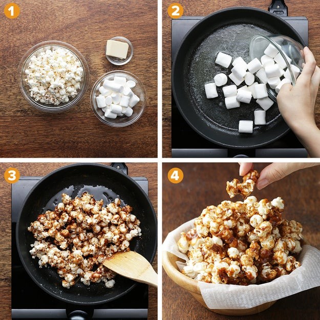 材料3つ キャラメルポップコーン