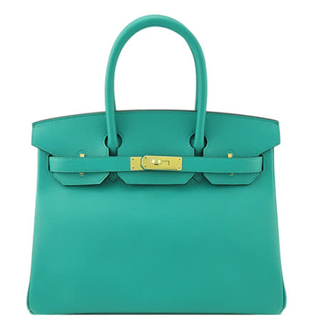 HERMES BIRKIN EP防刮皮柏金包(30CM/藍綠7F/金釦)