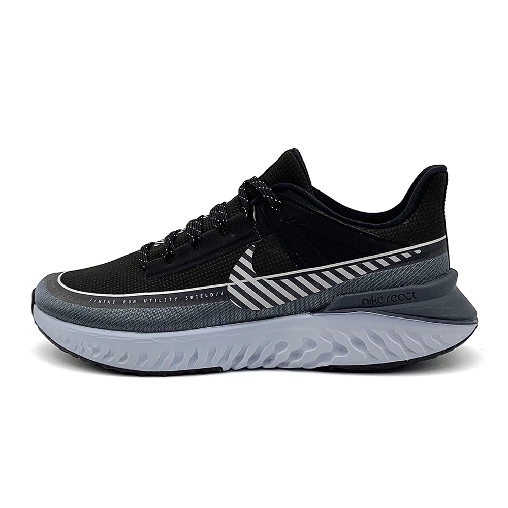 NIKE LEGEND REACT 2 SHIELD 男慢跑鞋-BQ3382001-黑灰採用透氣網眼布鞋面設計，中底採用全掌型泡棉，塑就出眾穩定性和緩震效果。舒適暢跑，專為跑者設計。