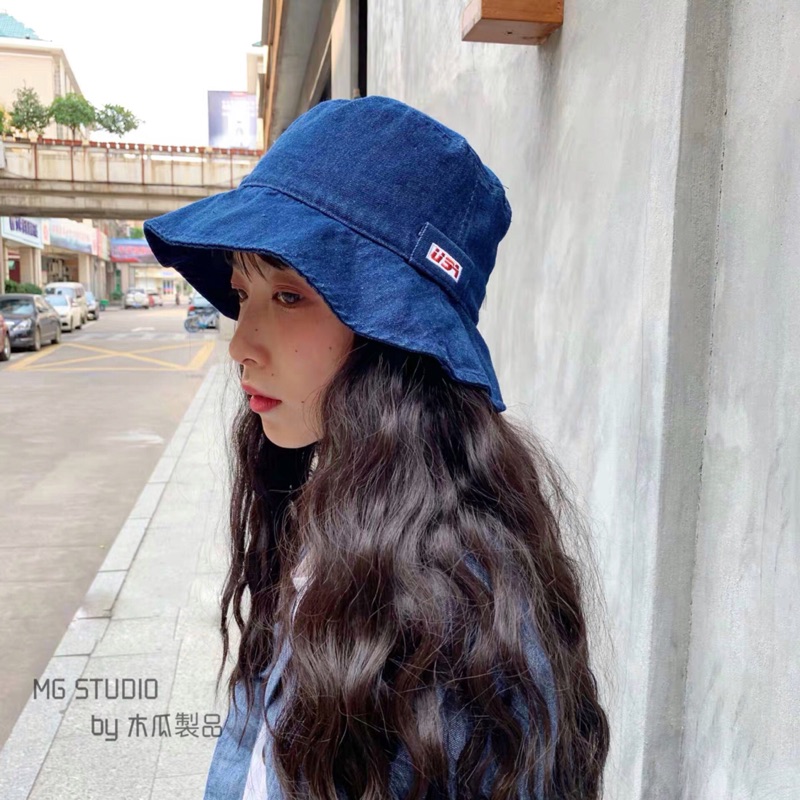 木瓜製品/復古港風vintage風薄款軟牛仔布料漁夫帽丹寧盆帽 男女款 四色