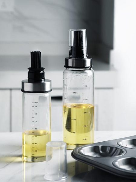 油壺半房玻璃油刷帶瓶燒烤刷廚房小工具煎餅烘焙油壺硅膠料理刷子油壺 宜室家居