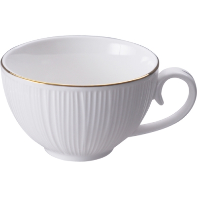 盛裝果汁拿鐵牛奶 紅茶花草茶馬克杯 適下午茶甜點聚會 燙金點綴雅緻質感 圓潤杯耳舒適好拿