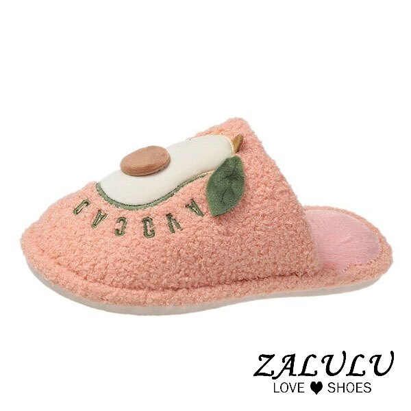 領券滿555折55↘超取$299免運 ｜9DE161 預購 超萌水果造型保暖絨毛室內拖鞋-粉/桔/酒紅-36-41(偏小)【ZALULU愛鞋館】▶滿1111折111↘滿3333折333 ↘ 雙11購物