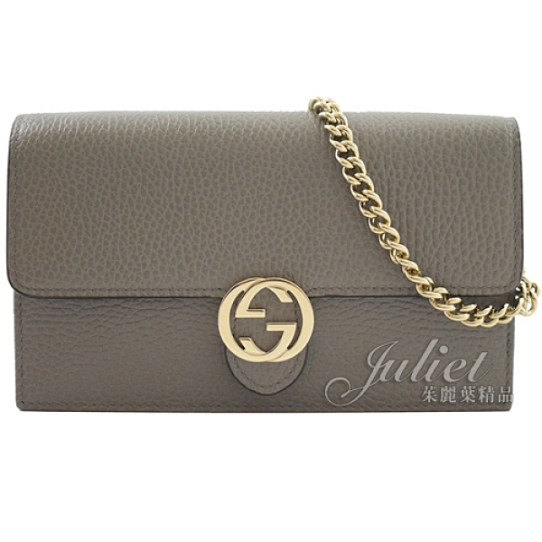 茱麗葉精品【全新現貨】GUCCI 510314 WOC 雙G LOGO 扣式金鍊三用包.灰