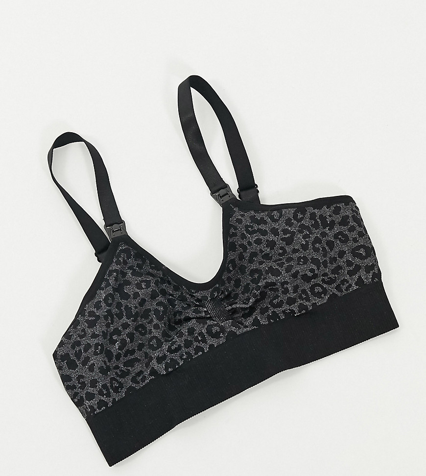 Maternity bra by ASOS DESIGN Stick it on repeat Seamless design All-over animal print Scoop neck Non