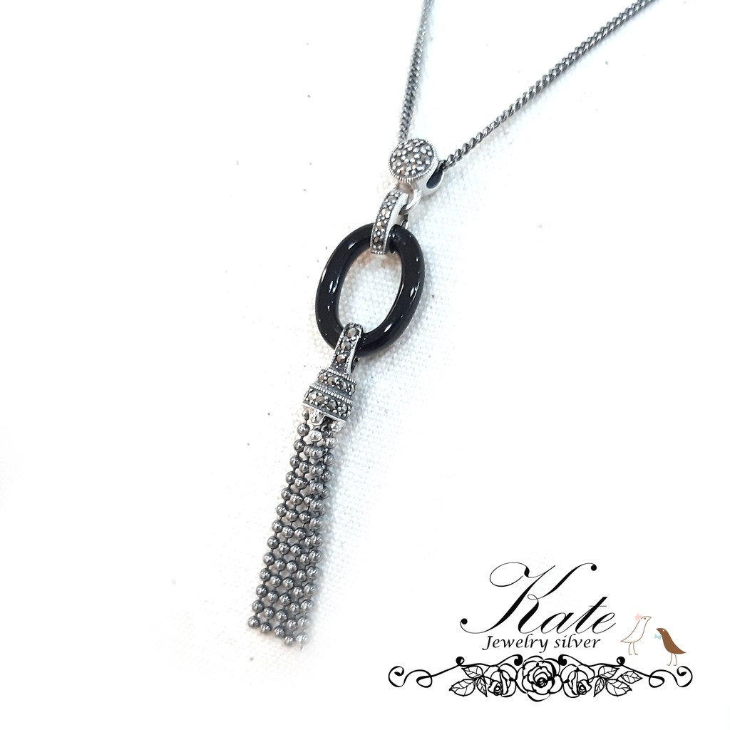 Anna sui代工珠寶大廠最新款設計簡單卻極有韻味的古典項鍊橢圓圈圈天然瑪瑙，配上復古感的流蘇灰鑽閃閃發亮，低調的奢華美感迷人的首飾，處處可見對細節的講究絕對的精緻工藝，值得妳擁有925純銀材質，實
