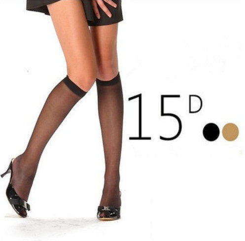 台灣現貨天天寄【粉紅菲菲】超薄夏季新款包芯絲中筒襪黑色不過膝絲襪子 15D 性感絲襪 S0081