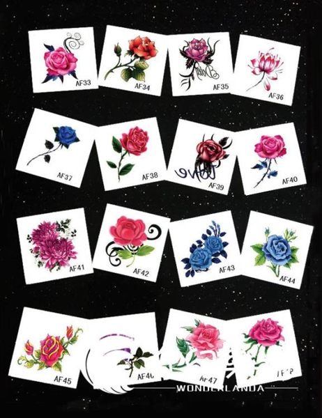 紋身貼-性感紋身貼韓國紋身貼紙防水女仿真玫瑰花遮痕刺青文身小清新持久-奇幻樂園