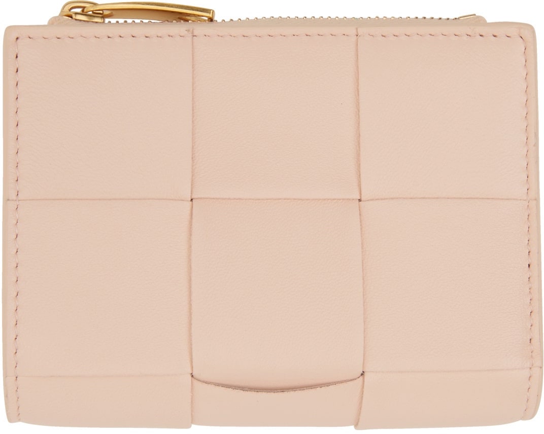 BOTTEGA VENETA Pink Bifold Zip Wallet
