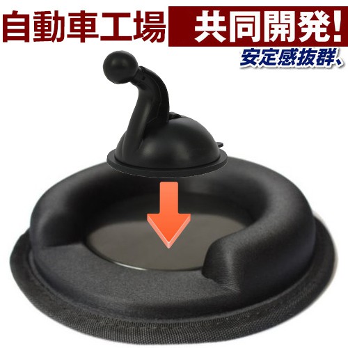 ■ 本產品為 沙包底座 + 圓球吸盤 (不含主機背夾扣具) 您需自備原廠圓洞背夾扣具即可卡入本產品使用■ 專利防滑式底座設計 ! 可直接擺放於中控台平面上。起步,急煞,甩尾...皆穩固不搖晃■ 雙用支