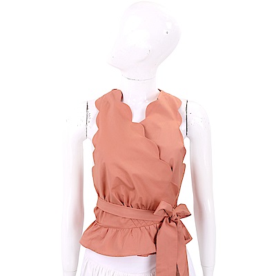 ELISABETTA FRANCHI 鮭魚粉花瓣和服設計綁帶背心