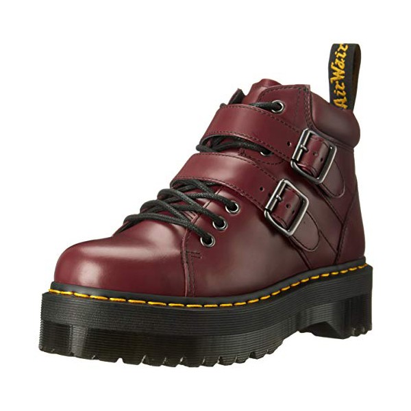 Dr.Martens BRYONY Lace Buckle Boot 厚底增高 兩扣 八孔 馬丁鞋 中筒靴 (櫻桃紅)