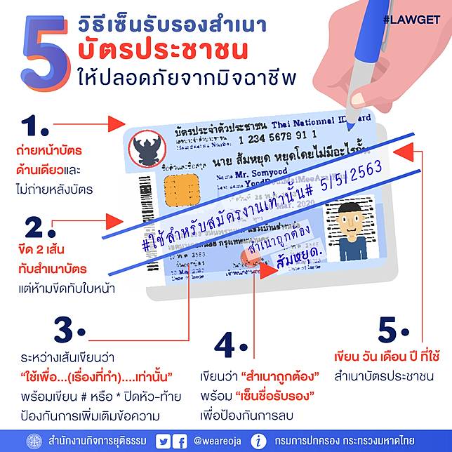 5 วิธีเซ็นรับรองสำเนาบัตรประชาชนอย่างไรให้ปลอดภัยจากมิจฉาชีพ | สวพ.FM91