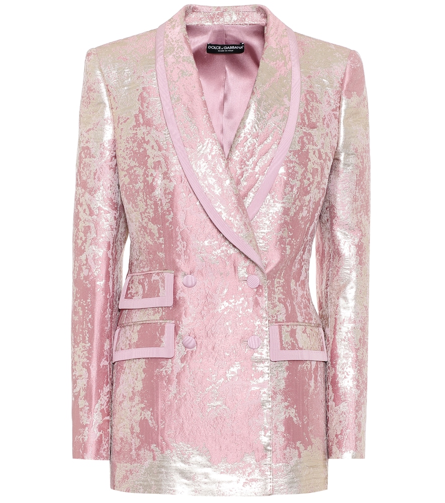 Suit up in shimmering separates courtesy of this pale pink blazer from Dolce & Gabbana.