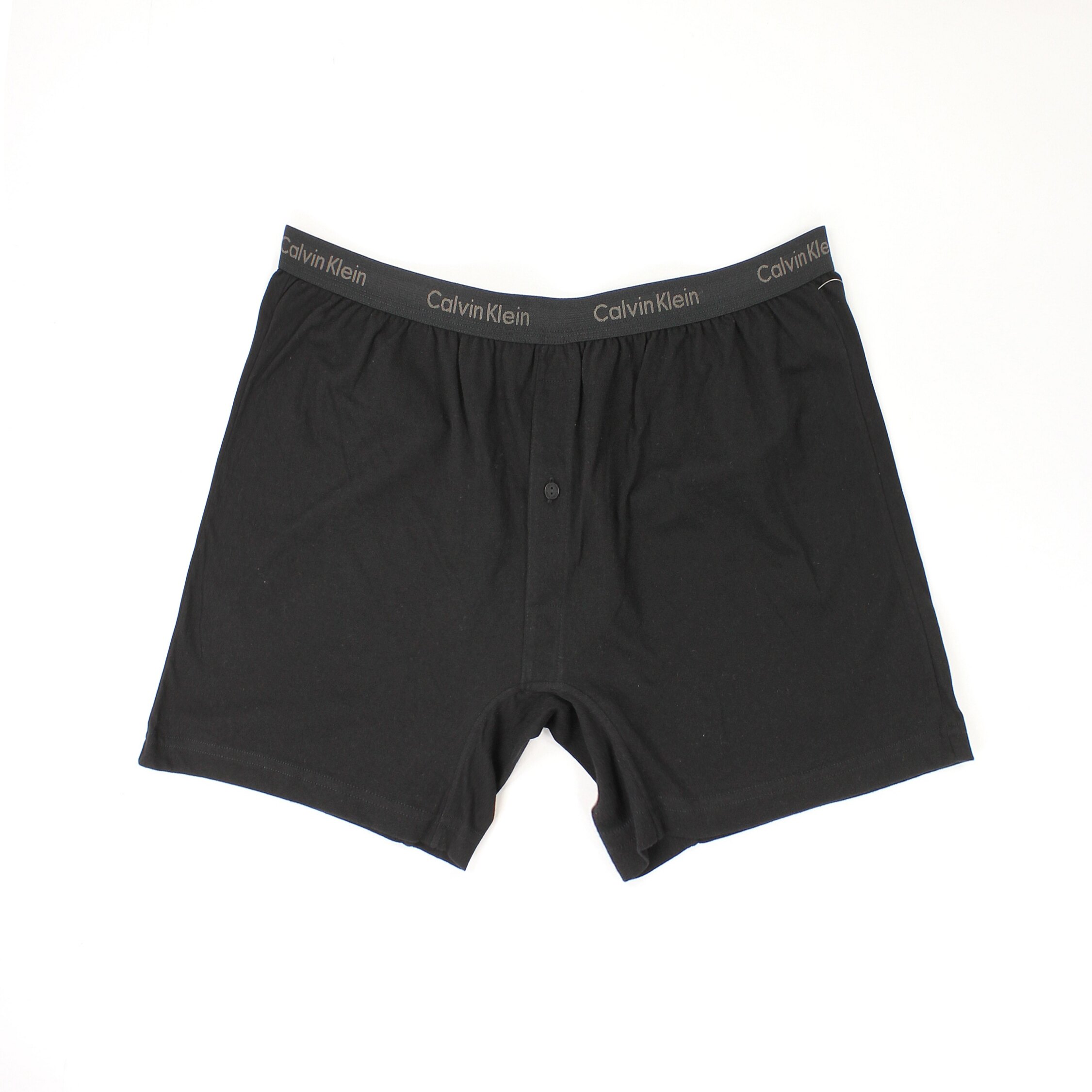 美國百分百【全新真品】Calvin Klein 內褲 CK 四角褲 平口褲 黑 素面 柔軟 鈕扣 大尺 男 XL號