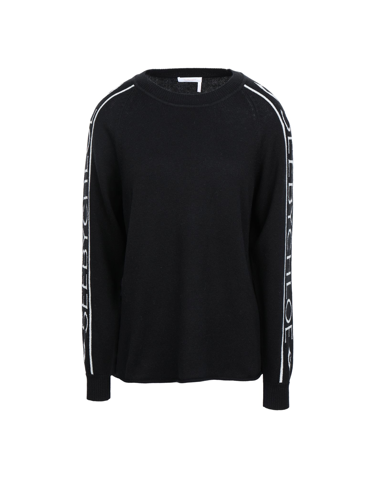 knitted, lamé, logo, solid color, round collar, long sleeves, lightweight sweater, no pockets.