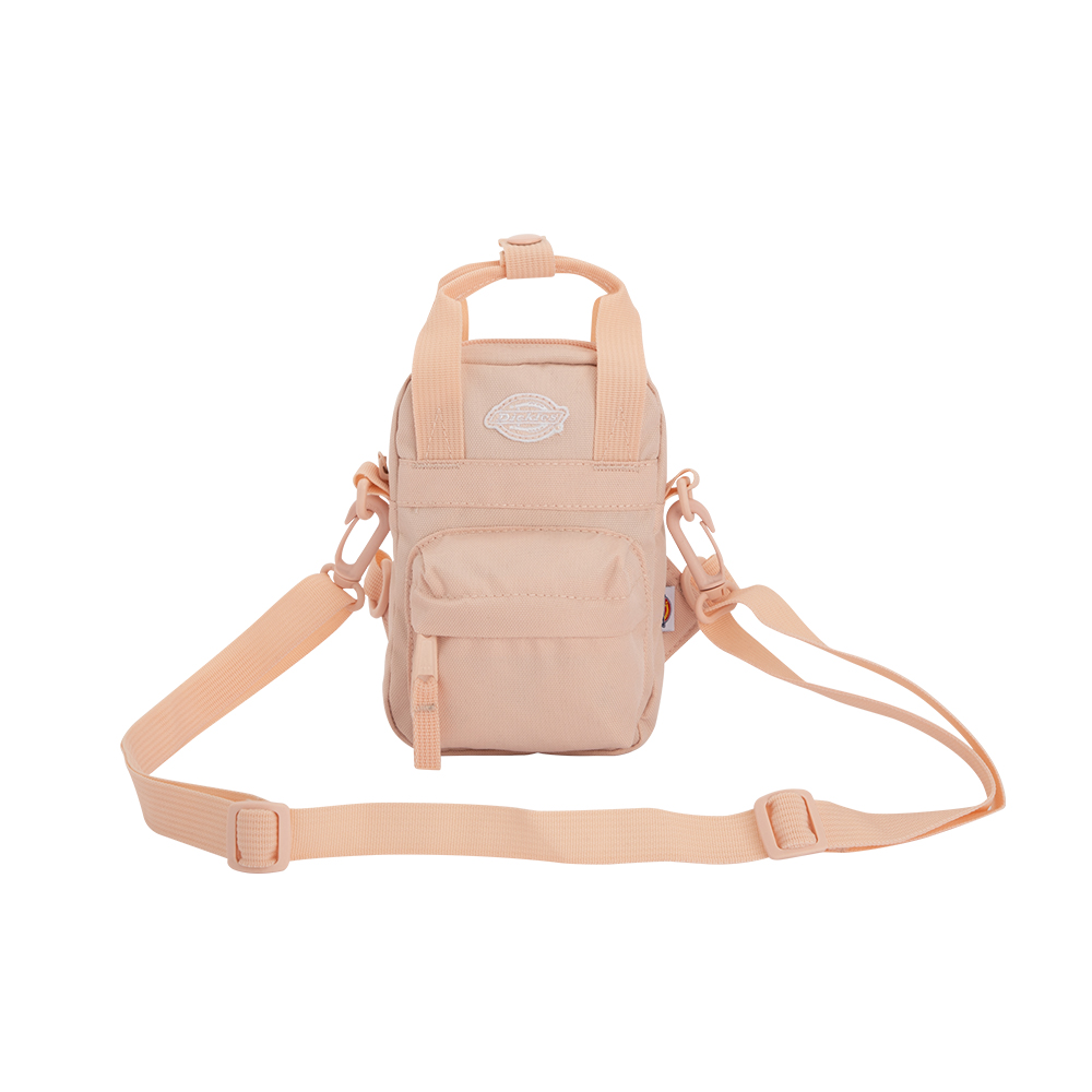 Dickies男女款淡橘粉Logo刺繡徽章迷你斜背包