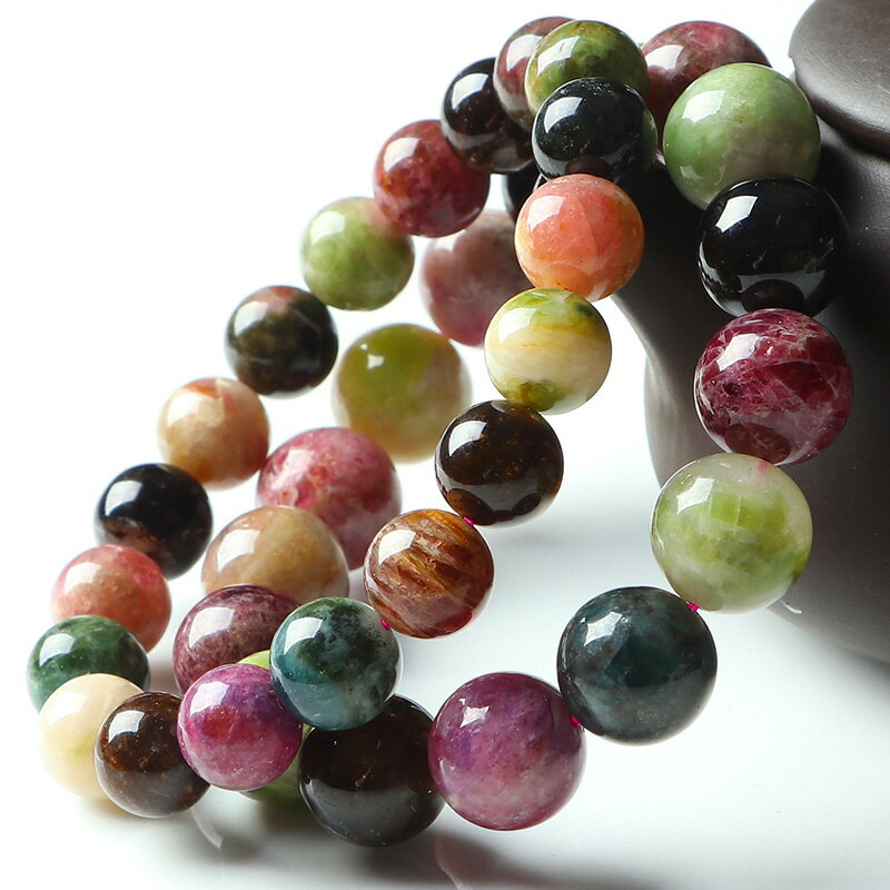 親寶水晶周師傅鉅惠巴西濃艷老坑大規格櫻花碧璽手鏈女款 開倉秒B