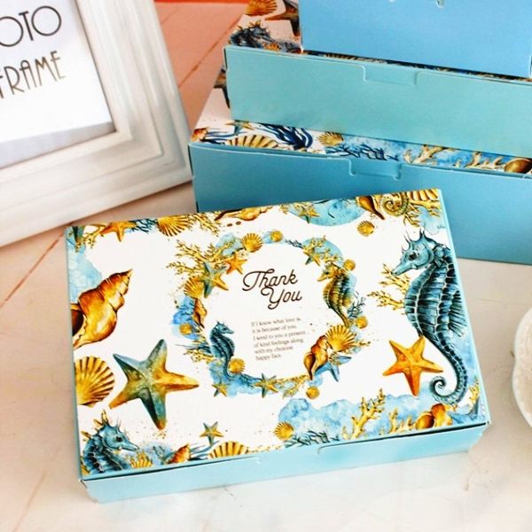 月餅包裝盒 藍色貝殼*5個 可放入50g6入月餅 想購了超級小物