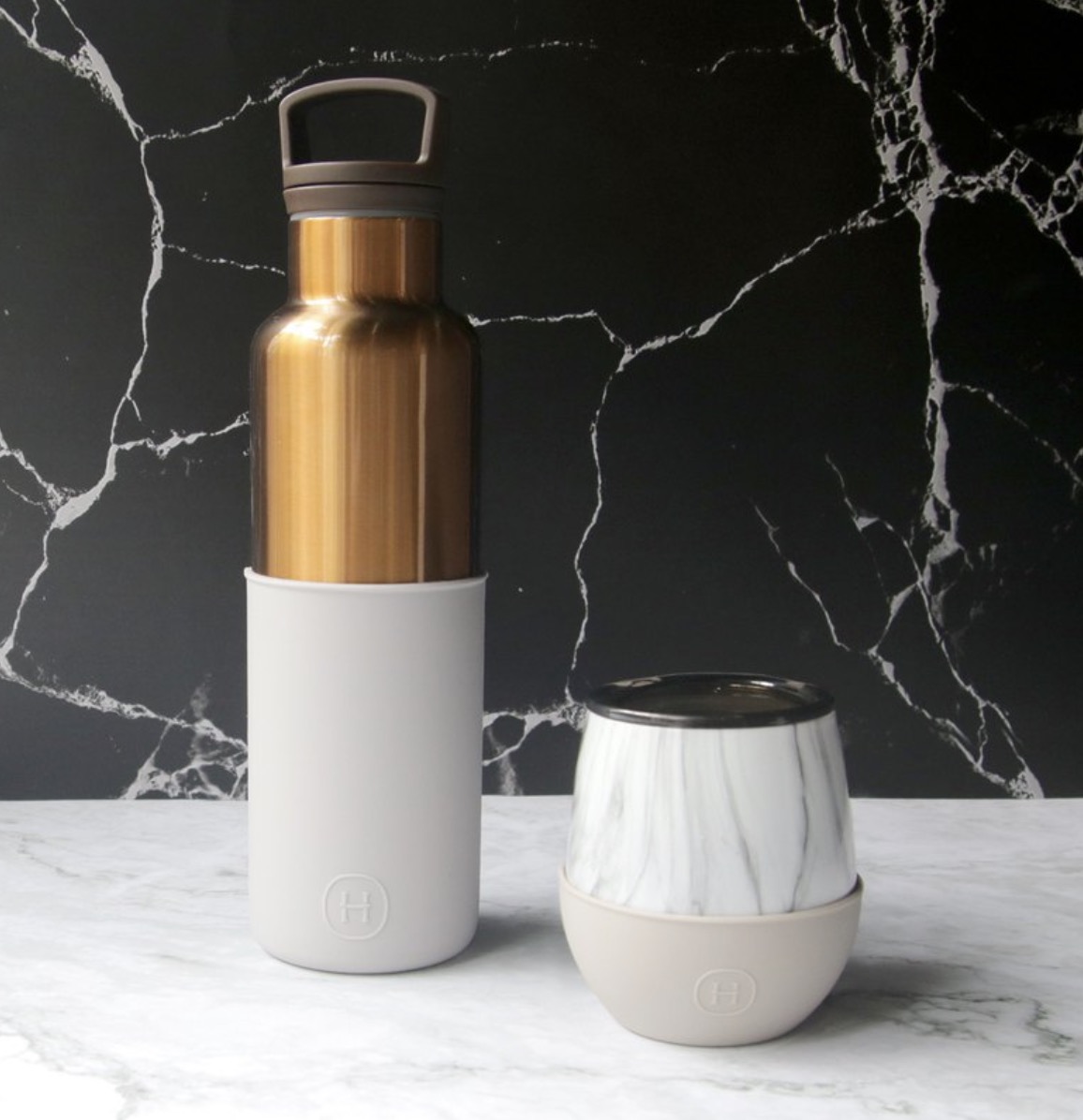 HYDY 莫蘭迪色系 | CinCin 590ml & Delicia 240ml 大理石紋杯瓶組合