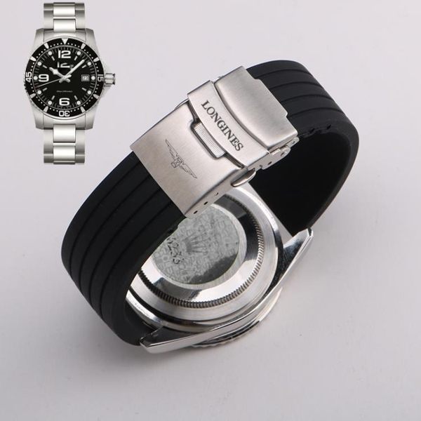 天然防水硅膠錶帶 適配浪琴 名匠 康卡斯 軍旗 L2 L3 L4 21MM