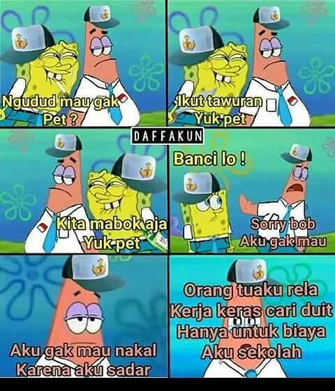 10 Meme Lucu Spongebob Saat Belajar Ini Bikin Ketawa Geli