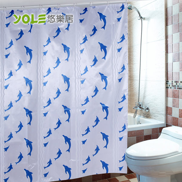 【YOLE悠樂居】PEVA浴室防水加厚浴簾/門簾-(附環扣/2入)#1425041-1