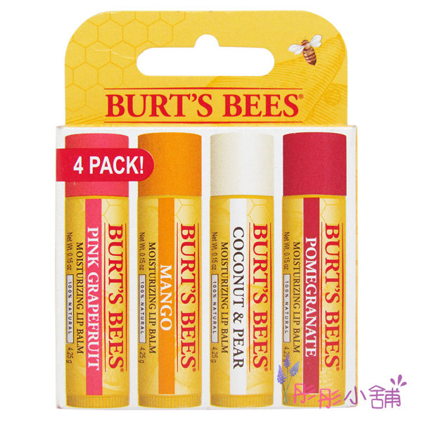 Burt's Bees 蜜蜂爺爺- 石榴 椰子與香梨 芒果 葡萄柚 4瓶裝護唇膏【彤彤小舖】