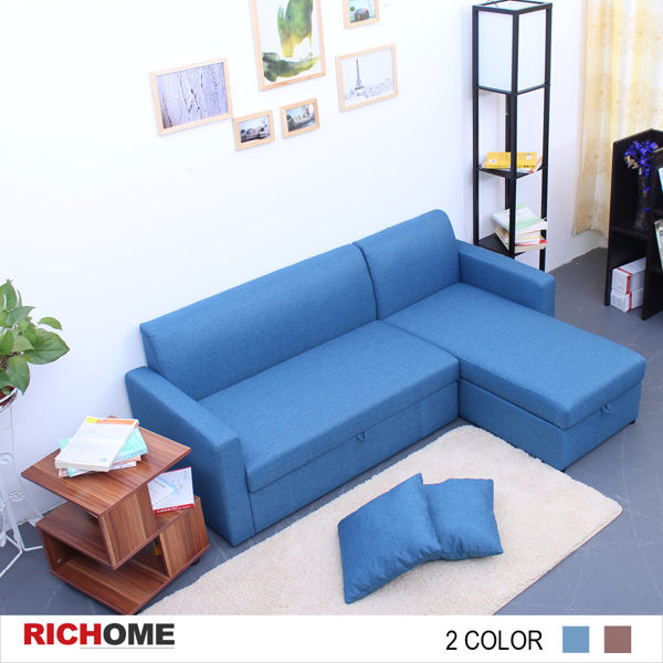 【RICHOME】♥ 日系收納 CH1097♥《日式L型收納沙發-2色》L型沙發 折疊床 床墊 布沙發 看護床 收納