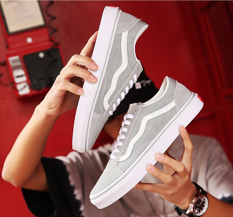 KUMO SHOES-VANS Style 36 Old Skool 淺灰 灰 白 復刻 麂皮 運動 帆布 滑板鞋 VN0A3DZ3VTF