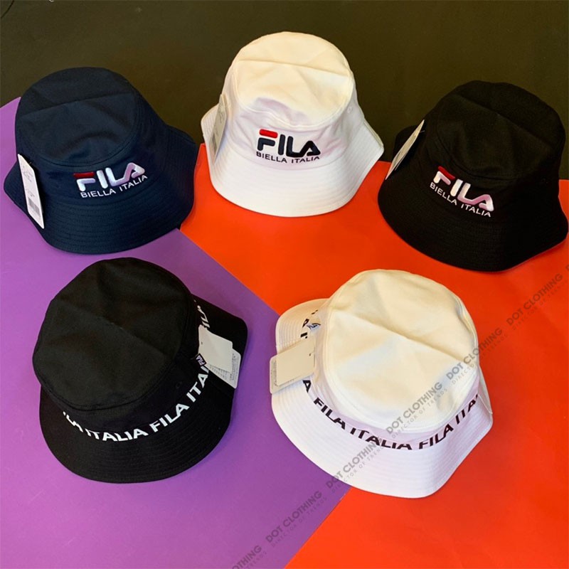 FILA BIELLA ITALIA 黑 白 深藍 刺繡 LOGO 串標 漁夫帽 男女 基本款 金裕貞 韓系 DOT聚點