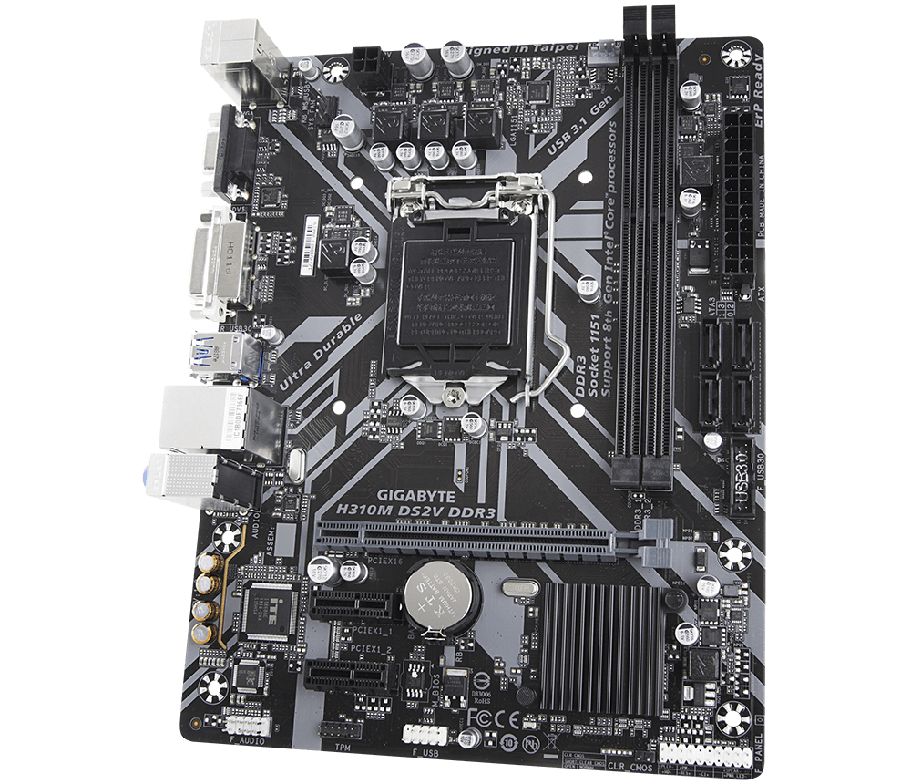 GIGABYTE H310M DS2V DDR3 主機板支援 Intel 第八、第九代 LGA1151 處理器與 DDR3 記憶體