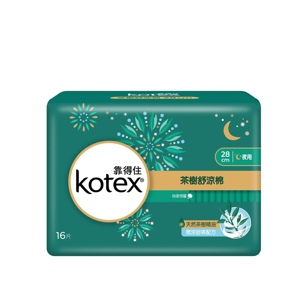 【靠得住】茶樹舒涼棉夜薄28cm 16片x6包