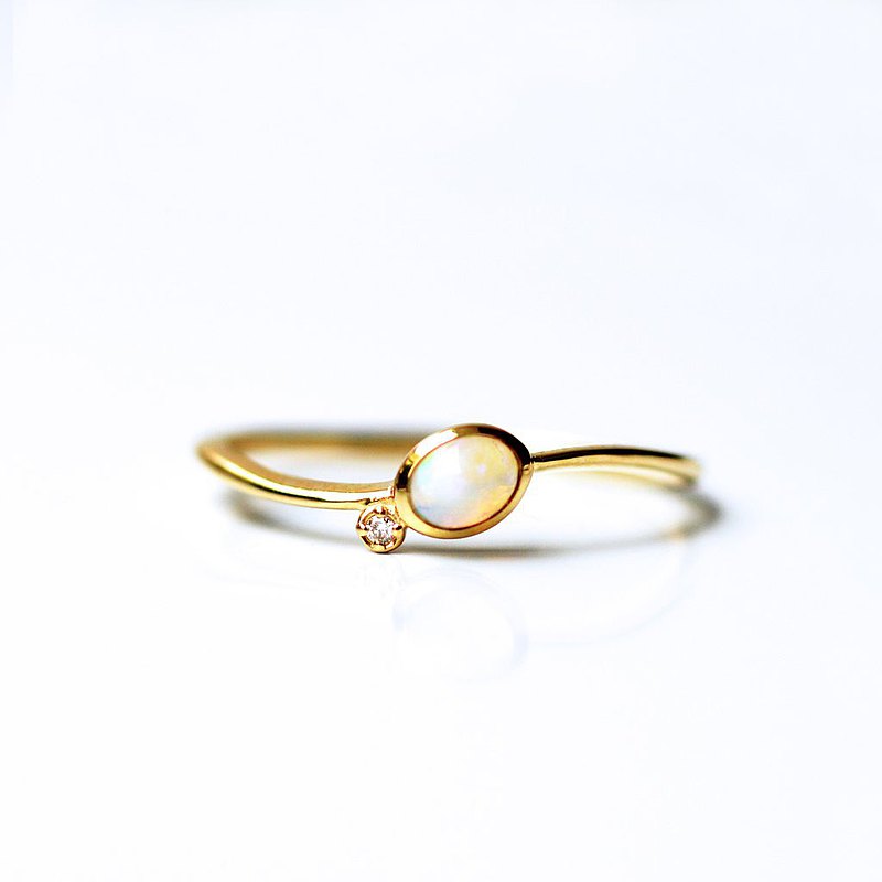 sowi -海月 | 10K蛋白石x鑽石戒指・日本輕珠寶