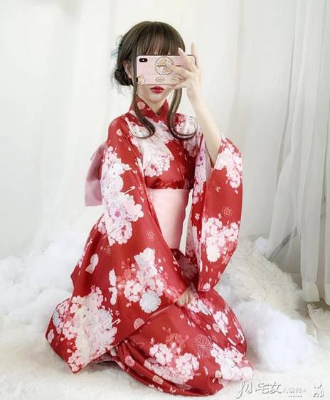 和服 原創設計改良和服套裝日系 和風櫻花貓復古寫真和服連身裙 愛尚優品 99購物節
