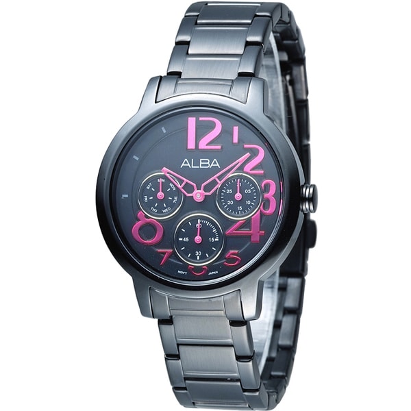 ALBA 玩美時尚全日曆女錶-IP黑(AP6039X1)