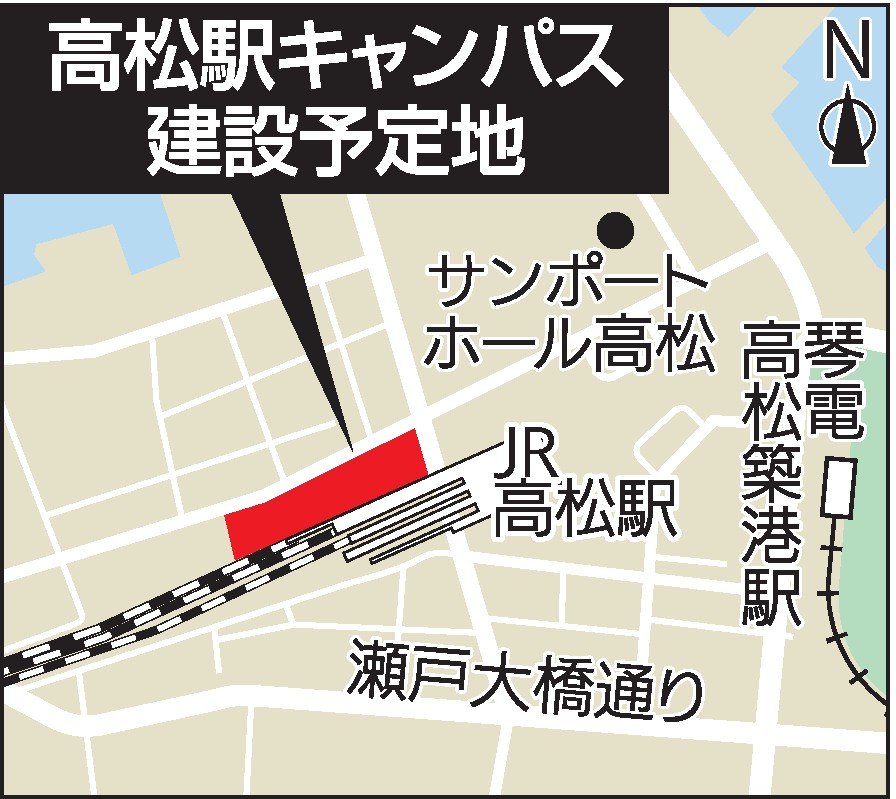 徳島文理大香川校 ｊｒ高松駅横に移転へ 校舎新築 25年度開校