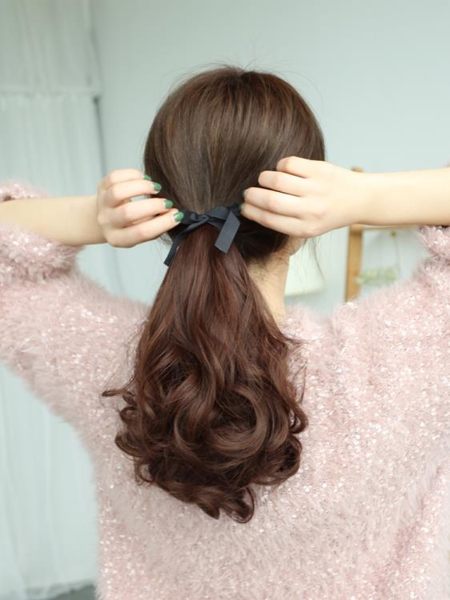 假髮-梨花長捲發大波浪接發片仿真發低馬尾辮 提拉米蘇