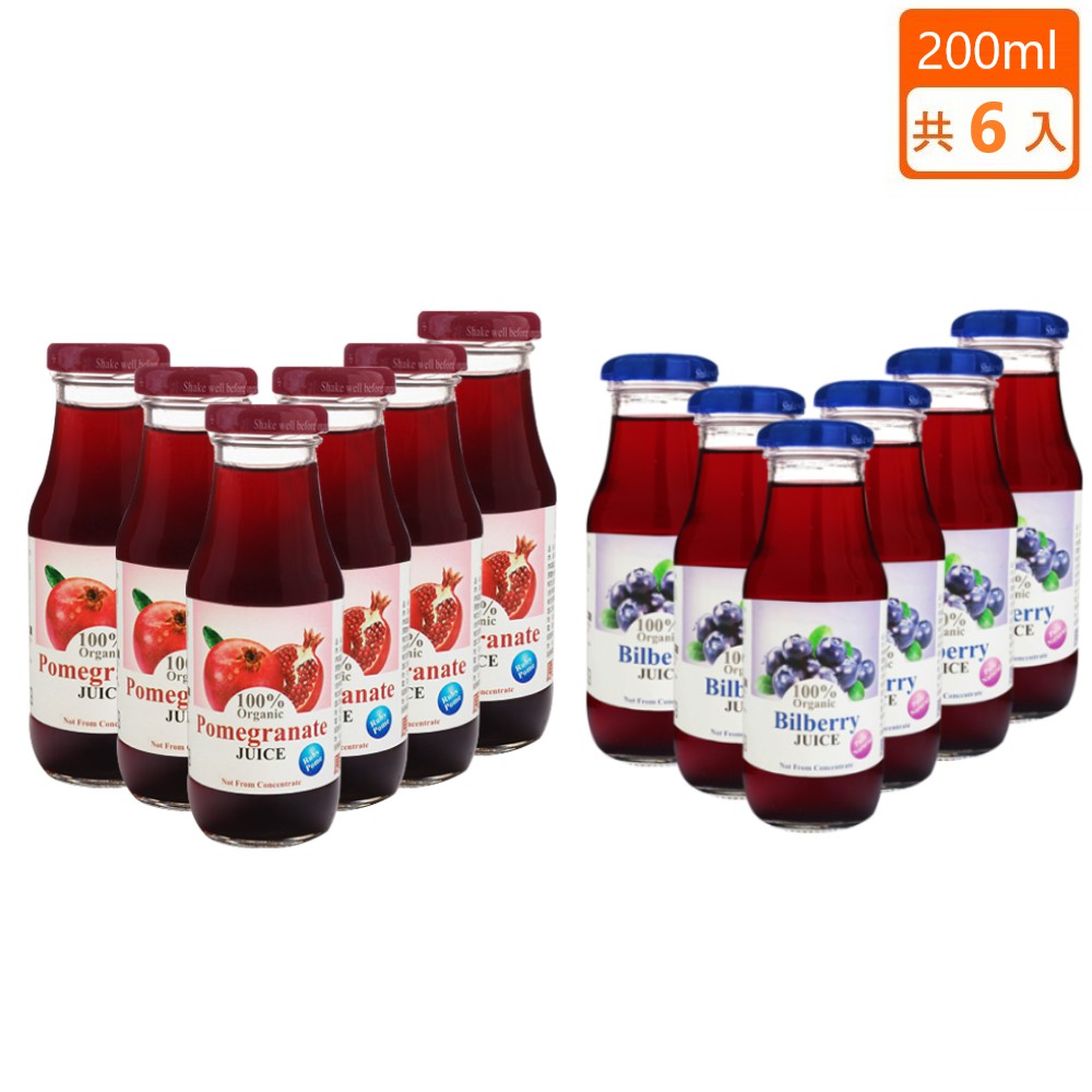 因此更是珍貴。藍莓汁100%全果鮮榨，營養更豐富，能促進新陳代謝，幫助健康維持！規格：200mlx6/瓶產地：喬治亞共和國保存期限：24個月保存方法：飲用方式：沉澱為自然現象，飲用前請搖晃均勻。●開瓶