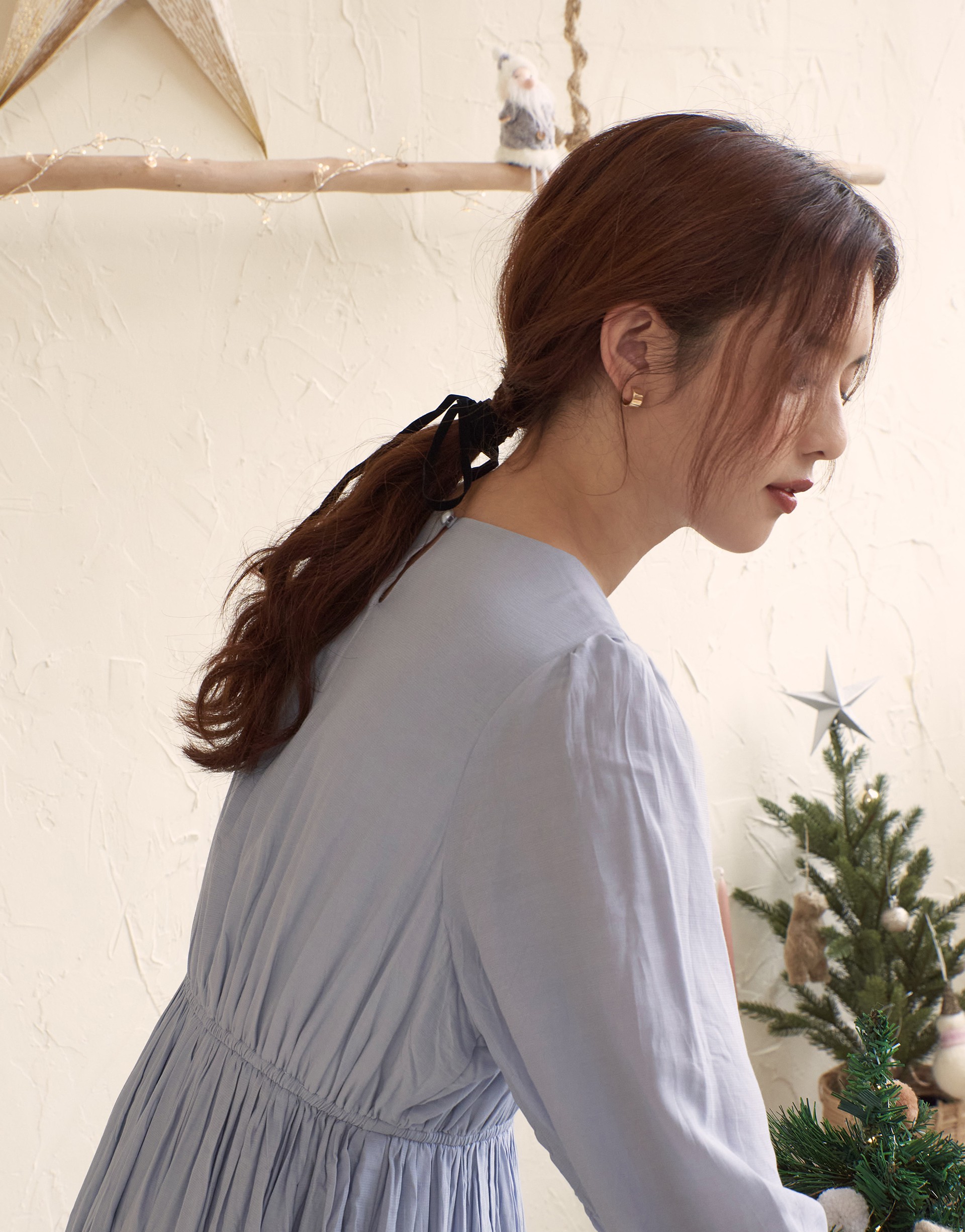韓國小法式絨面緞帶髮夾組-PAZZO