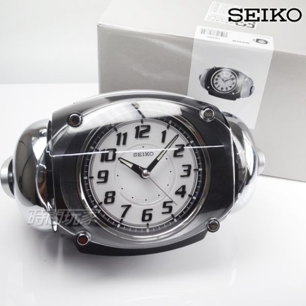 SEIKO 精工 滑動式秒針大聲公鬧鐘 大音量鬧鈴 滑動式秒針 黑色 QHK043K