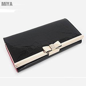 ★G0783n★義大利牛皮n★不掉色水鑽綴飾釦 n★三折式、多層卡片位n★附盒子防塵袋真皮鑑試卡