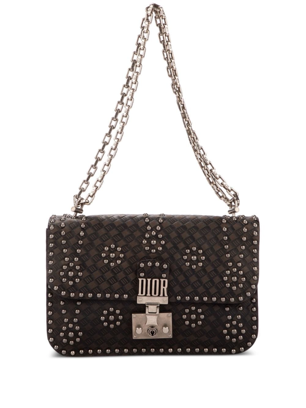 Christian Dior - pre-owned Dioraddict studded shoulder bag - women - Calf Leather/Suede - One Size - Brown