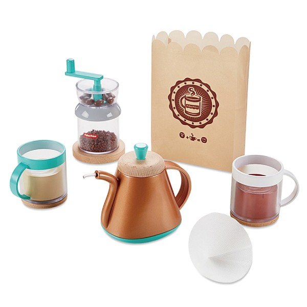 ◆內含五項玩具◆擬真研磨咖啡豆音效，拉花效果◆研磨咖啡豆時的擬真音效，和馬克杯中的拉花效果，都讓遊戲有如真實般趣味◆精緻的木製零件提升美感；包裝設計不僅適合送禮，也便於收納[商品規格]◎尺寸：40.6