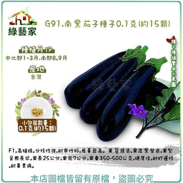 【綠藝家】G91.南黑茄子種子0.1克(約15顆)