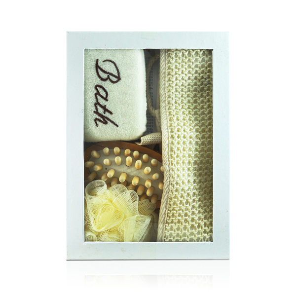 沐浴組(含劍麻拉背帶+胖海綿+浴球+木製按摩器+紙盒)【橘子水美妝】