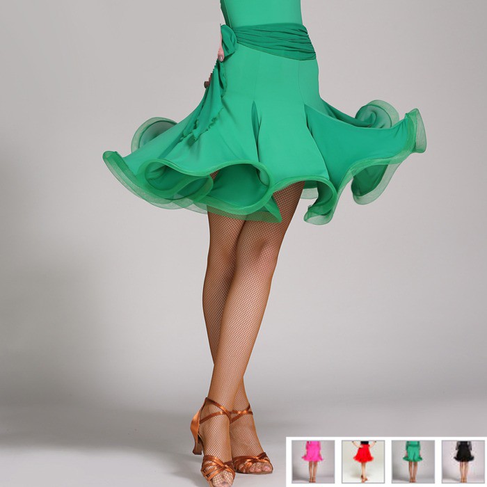 5Cgo新款包臀半身裙拉丁舞裙YL322國標舞裙拉丁裙恰恰倫巴立體波浪魚骨短裙連著打底褲運動裙525260764812