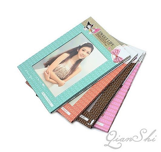 韓風手工鏡子可愛女孩點點立體摺疊相框紙鏡